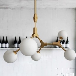 Lampadario a sospensione classico mini in legno e bambù verniciato