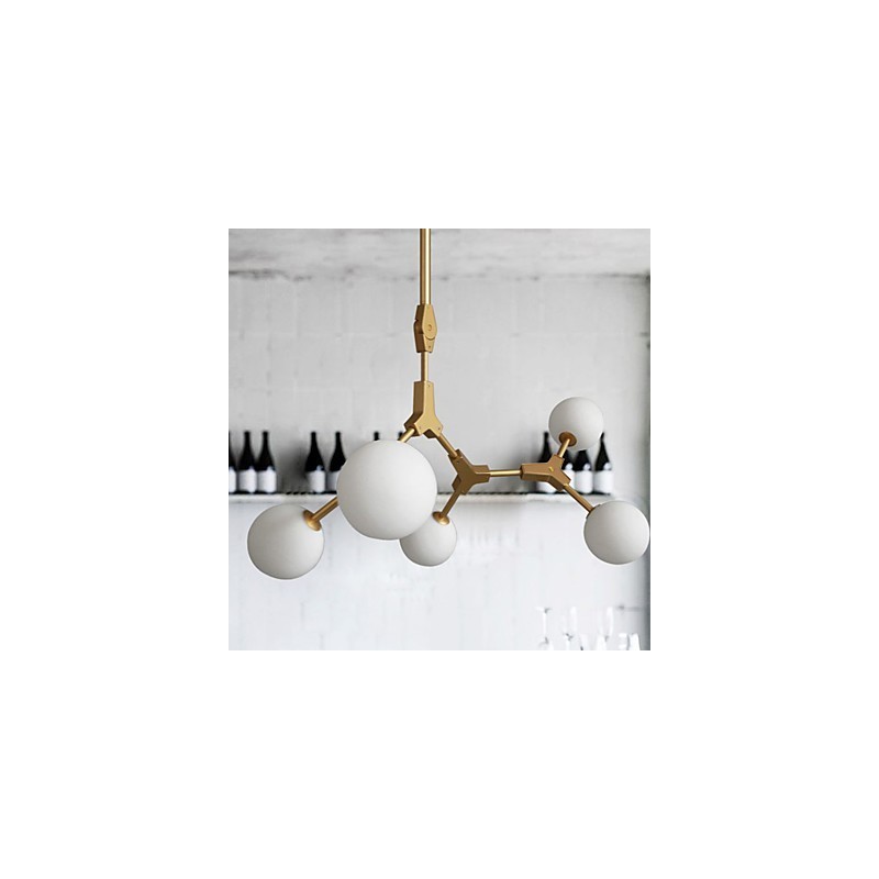 Lampadario a sospensione classico mini in legno e bambù verniciato