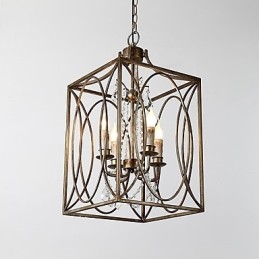 Lampadario vintage europeo in metallo stile industriale loft, 4 luci