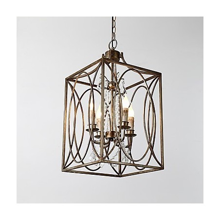 Lampadario vintage europeo in metallo stile industriale loft, 4 luci