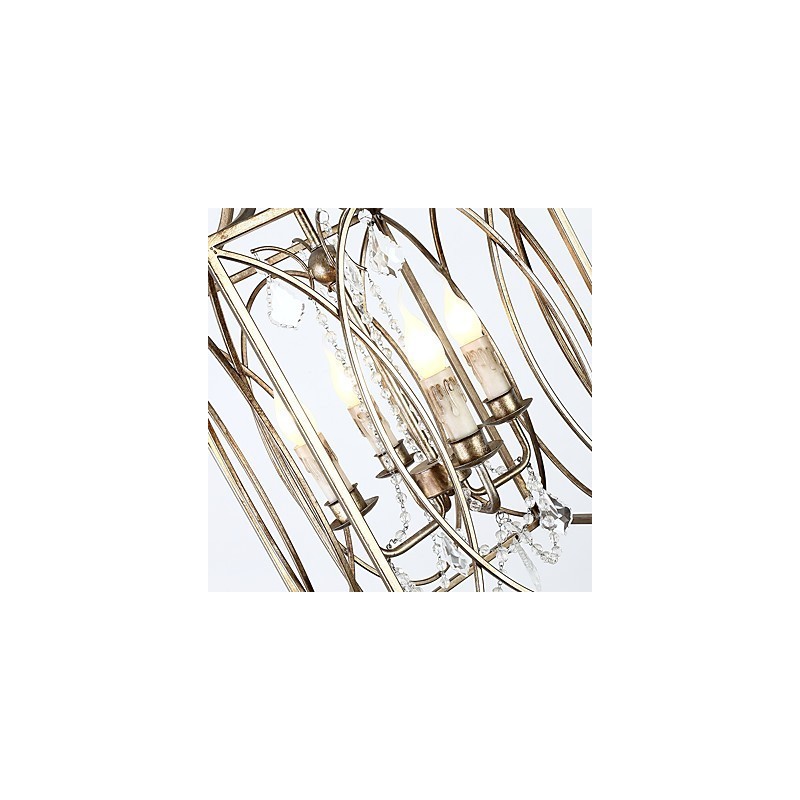 Lampadario vintage europeo in metallo stile industriale loft, 4 luci