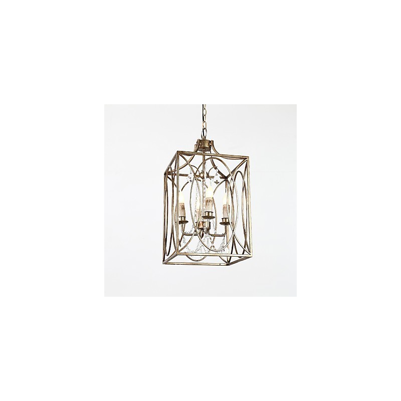 Lampadario vintage europeo in metallo stile industriale loft, 4 luci
