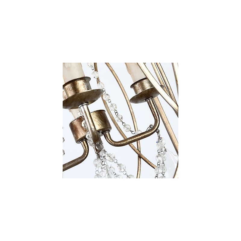 Lampadario vintage europeo in metallo stile industriale loft, 4 luci