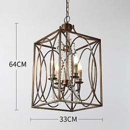 Lampadario vintage europeo in metallo stile industriale loft, 4 luci