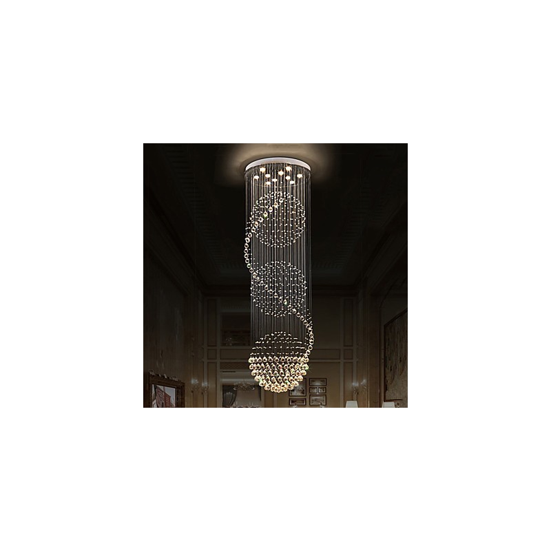 Lampadario da soffitto moderno in cristallo a goccia, 10 luci, 2,5 m, per interni