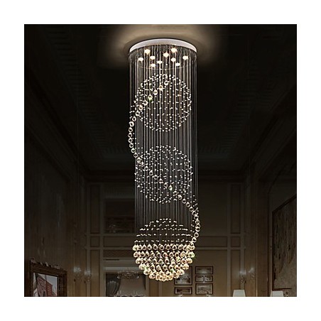 Lampadario da soffitto moderno in cristallo a goccia, 10 luci, 2,5 m, per interni