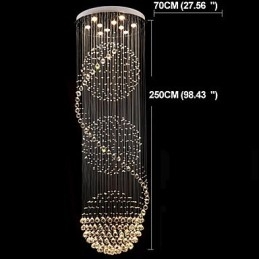 Lampadario da soffitto moderno in cristallo a goccia, 10 luci, 2,5 m, per interni