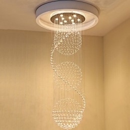 Lampadario da soffitto moderno in cristallo a goccia, 10 luci, 2,5 m, per interni