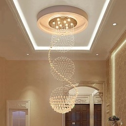 Lampadario da soffitto moderno in cristallo a goccia, 10 luci, 2,5 m, per interni