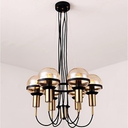 Lampadario personalizzato a 6 luci con paralumi in vetro