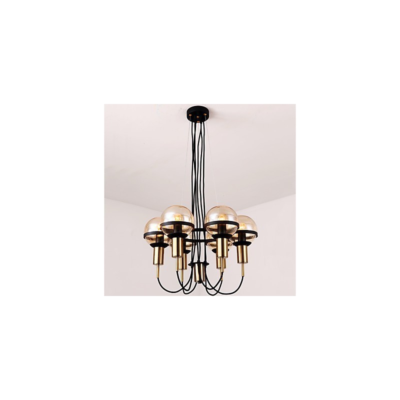 Lampadario personalizzato a 6 luci con paralumi in vetro