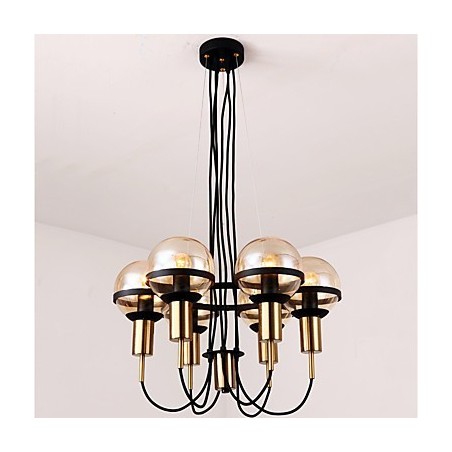 Lampadario personalizzato a 6 luci con paralumi in vetro