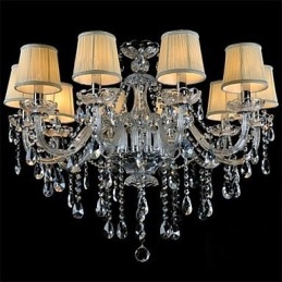 Lampadario moderno classico country in vetro e cristallo, 1 luce E12/E14