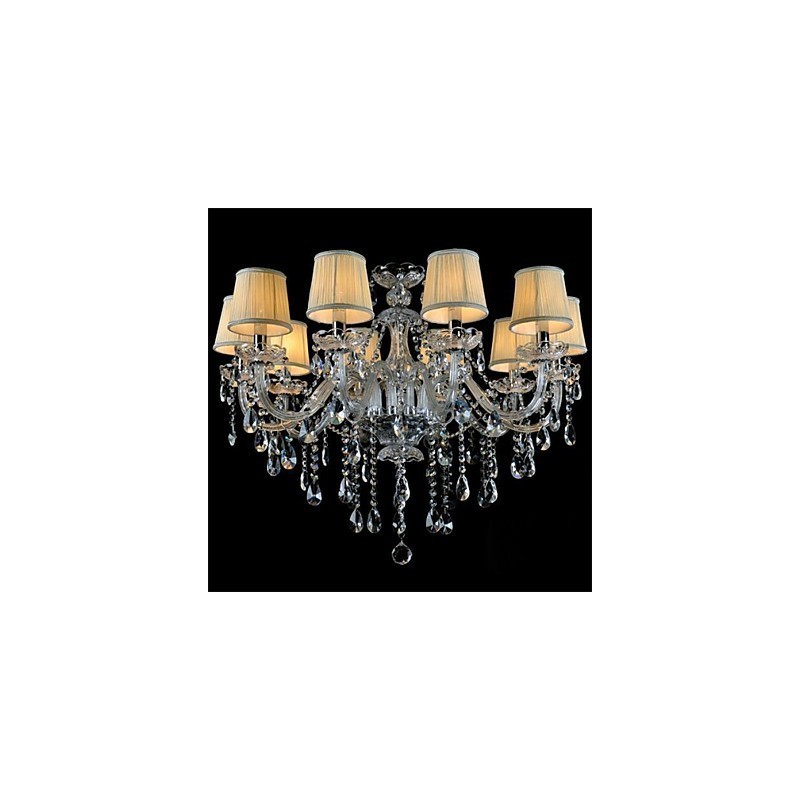 Lampadario moderno classico country in vetro e cristallo, 1 luce E12/E14