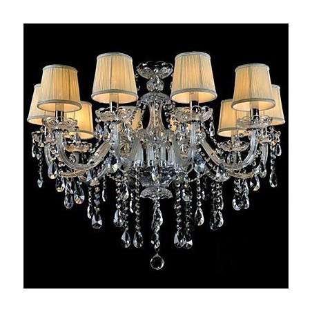 Lampadario moderno classico country in vetro e cristallo, 1 luce E12/E14