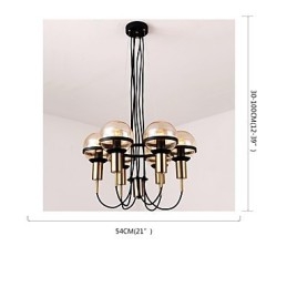 Lampadario personalizzato a 6 luci con paralumi in vetro