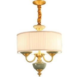 Lampadario in rame con decorazioni in giada