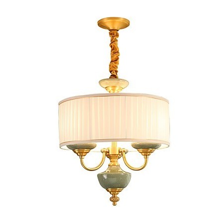 Lampadario in rame con decorazioni in giada