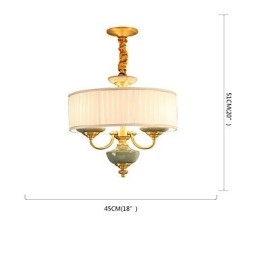 Lampadario in rame con decorazioni in giada