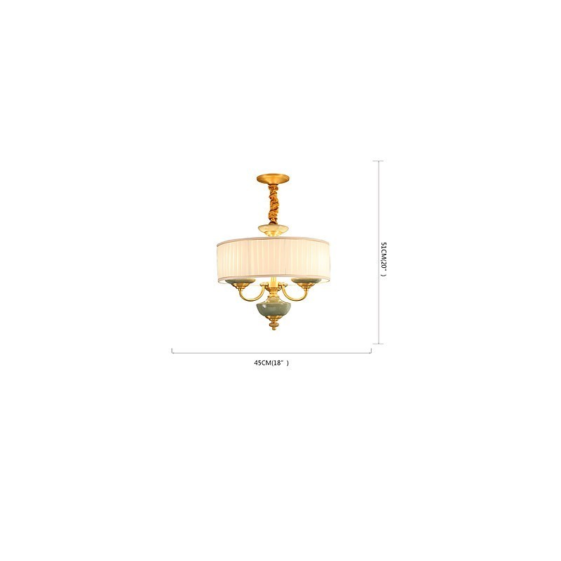 Lampadario in rame con decorazioni in giada