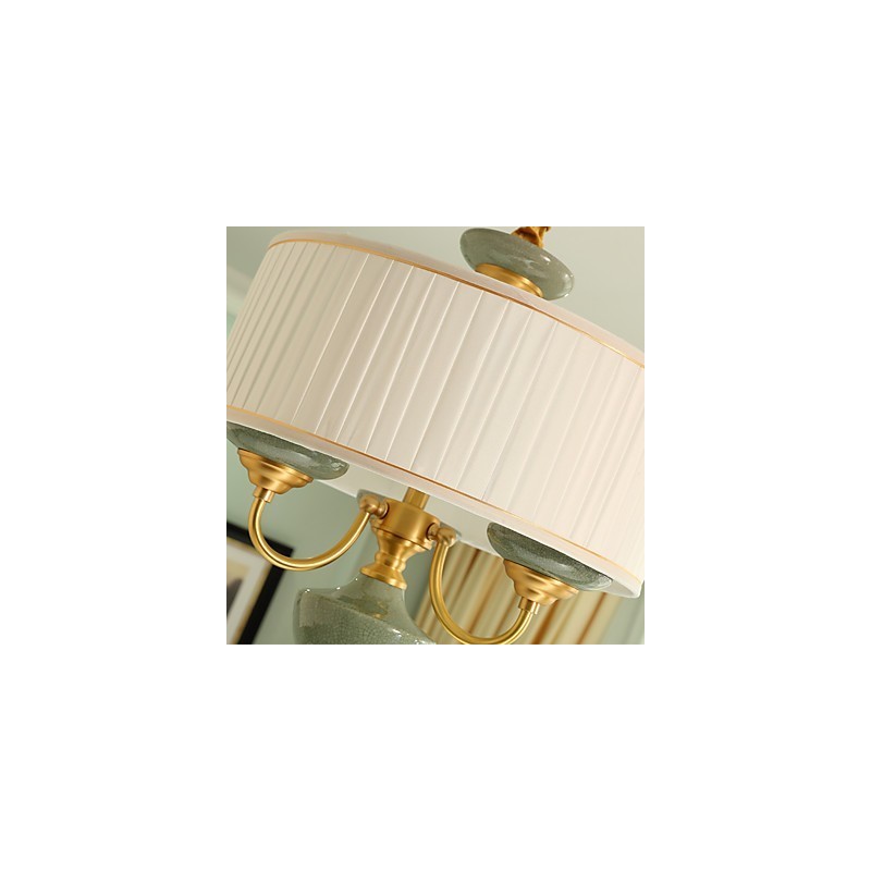 Lampadario in rame con decorazioni in giada