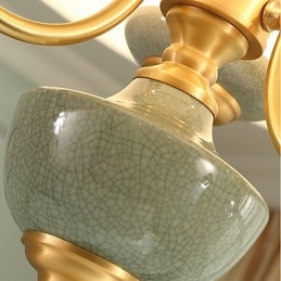 Lampadario in rame con decorazioni in giada