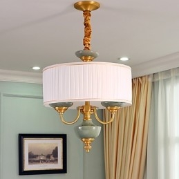 Lampadario in rame con decorazioni in giada