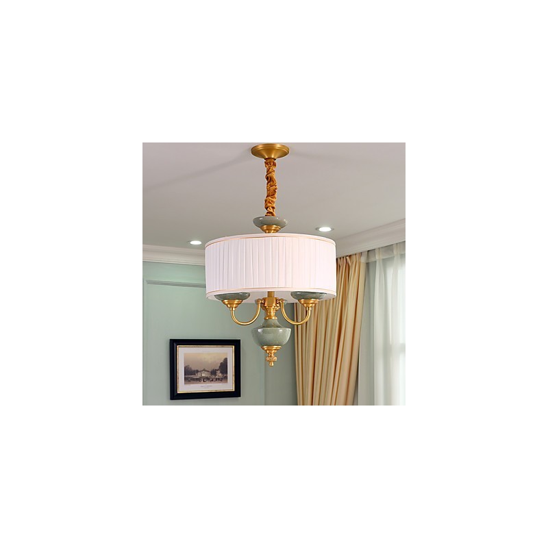 Lampadario in rame con decorazioni in giada
