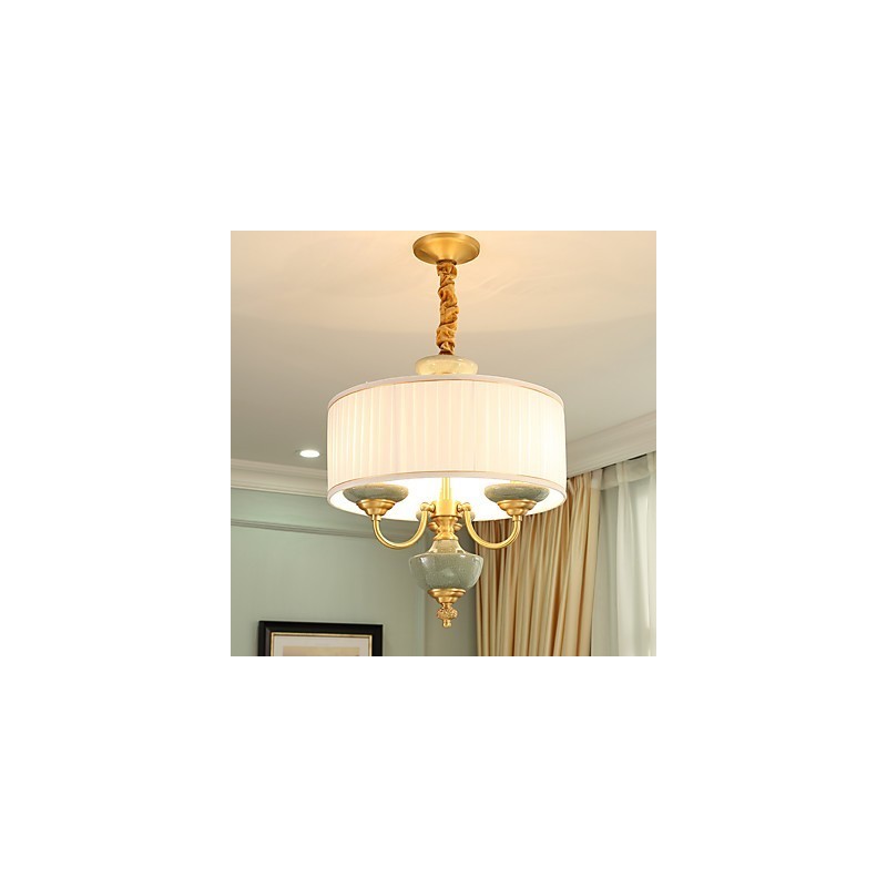 Lampadario in rame con decorazioni in giada
