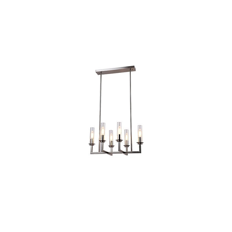 Lampadario moderno minimalista in metallo e vetro, 6 luci E26/E27