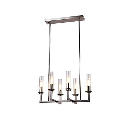 Lampadario moderno minimalista in metallo e vetro, 6 luci E26/E27