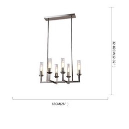 Lampadario moderno minimalista in metallo e vetro, 6 luci E26/E27