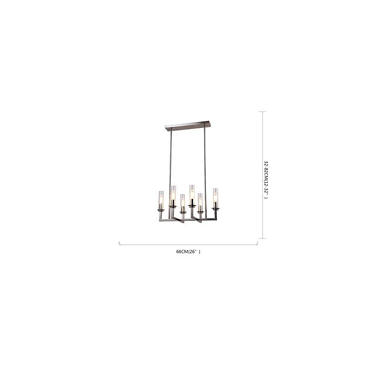 Lampadario moderno minimalista in metallo e vetro, 6 luci E26/E27