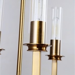 Lampadario moderno minimalista in metallo e vetro, 6 luci E26/E27