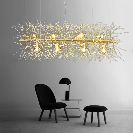 Lampadario classico tradizionale elettroplaccato in metallo e cristallo