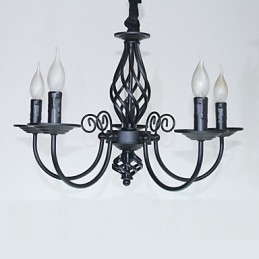 Lampadario in metallo stile candela mini 5 luci E12/E14 regolabile 57 cm