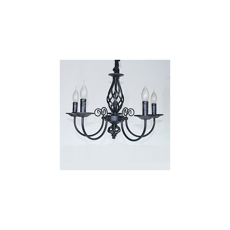 Lampadario in metallo stile candela mini 5 luci E12/E14 regolabile 57 cm