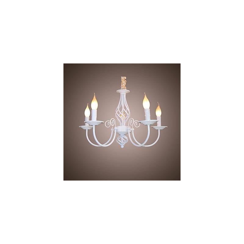 Lampadario in metallo stile candela mini 5 luci E12/E14 regolabile 57 cm