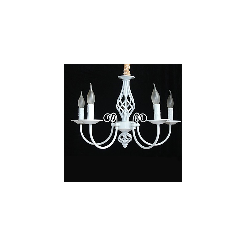 Lampadario in metallo stile candela mini 5 luci E12/E14 regolabile 57 cm