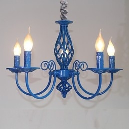 Lampadario in metallo stile candela mini 5 luci E12/E14 regolabile 57 cm