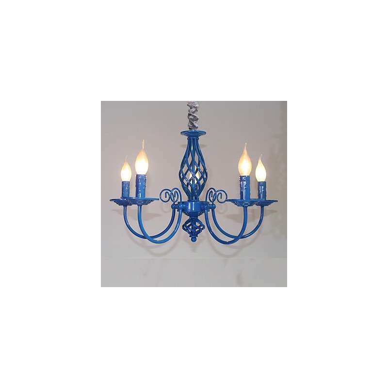 Lampadario in metallo stile candela mini 5 luci E12/E14 regolabile 57 cm