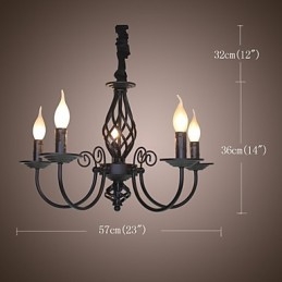 Lampadario in metallo stile candela mini 5 luci E12/E14 regolabile 57 cm