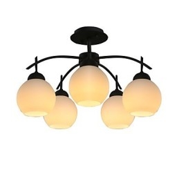 Lampadario moderno contemporaneo in metallo e vetro, 5 luci E26/E27