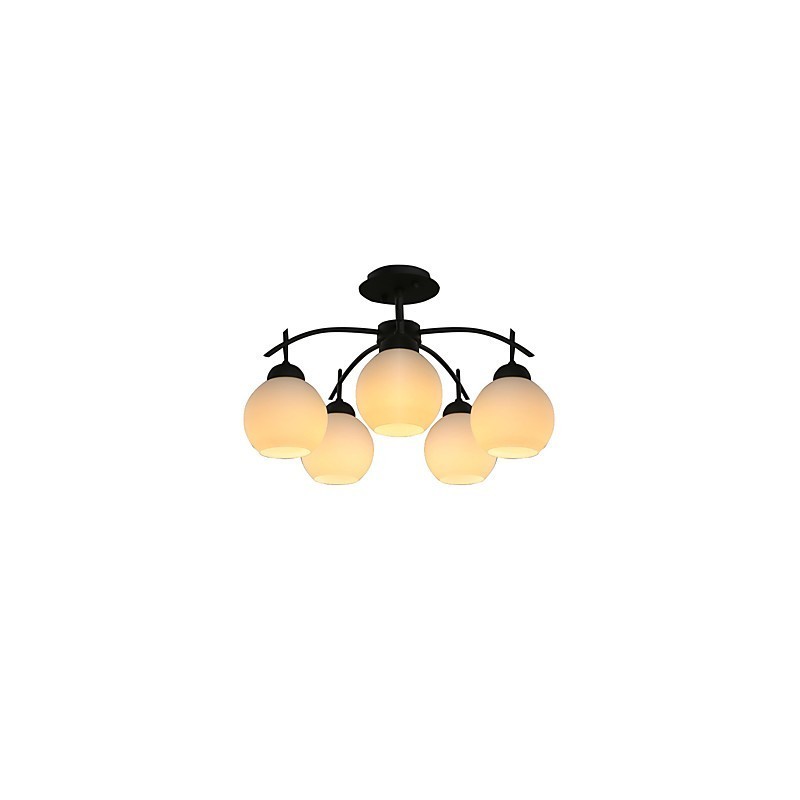Lampadario moderno contemporaneo in metallo e vetro, 5 luci E26/E27