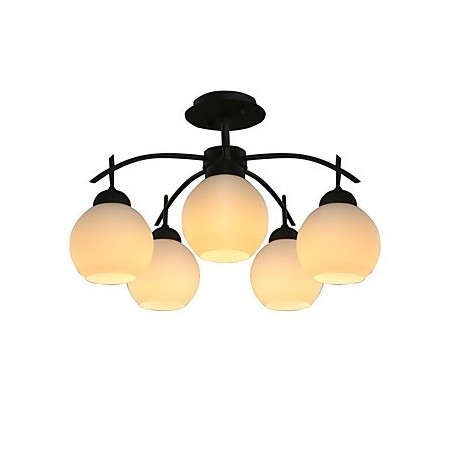 Lampadario moderno contemporaneo in metallo e vetro, 5 luci E26/E27