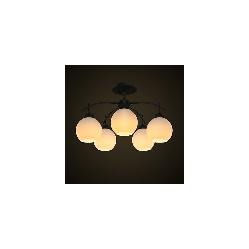 Lampadario moderno contemporaneo in metallo e vetro, 5 luci E26/E27