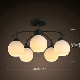 Lampadario moderno contemporaneo in metallo e vetro, 5 luci E26/E27