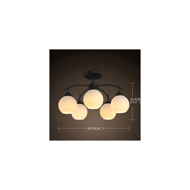 Lampadario moderno contemporaneo in metallo e vetro, 5 luci E26/E27
