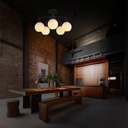 Lampadario moderno contemporaneo in metallo e vetro, 5 luci E26/E27