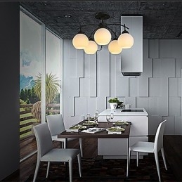 Lampadario moderno contemporaneo in metallo e vetro, 5 luci E26/E27